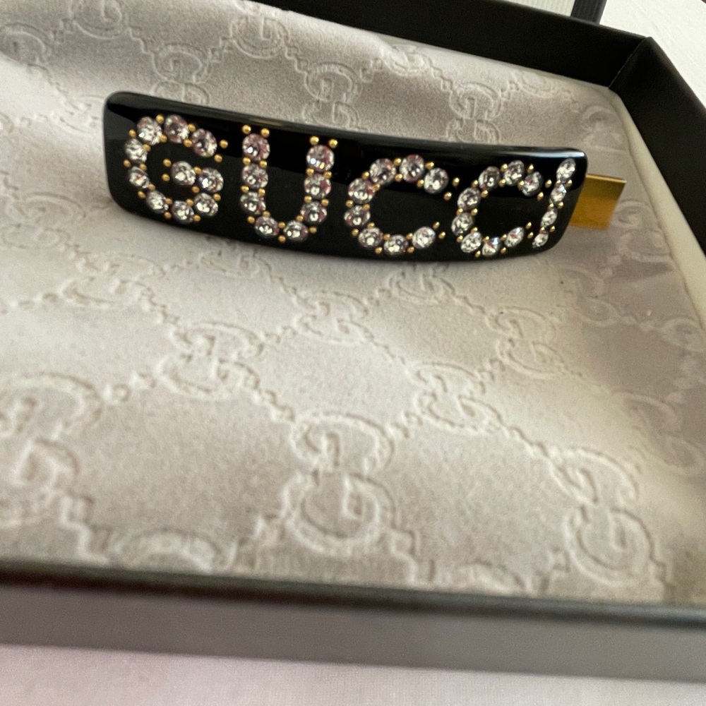 GUCCI Logo Crystal Hair Clip! Brand New! 100% Authentic! - Picture 3 of 14